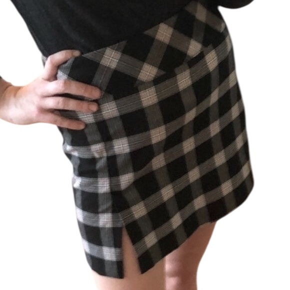 VINTAGE 90s A. BYER Red Black White Plaid Clueless Prep Mini Skirt w/ Side Slit - Picture 2 of 16
